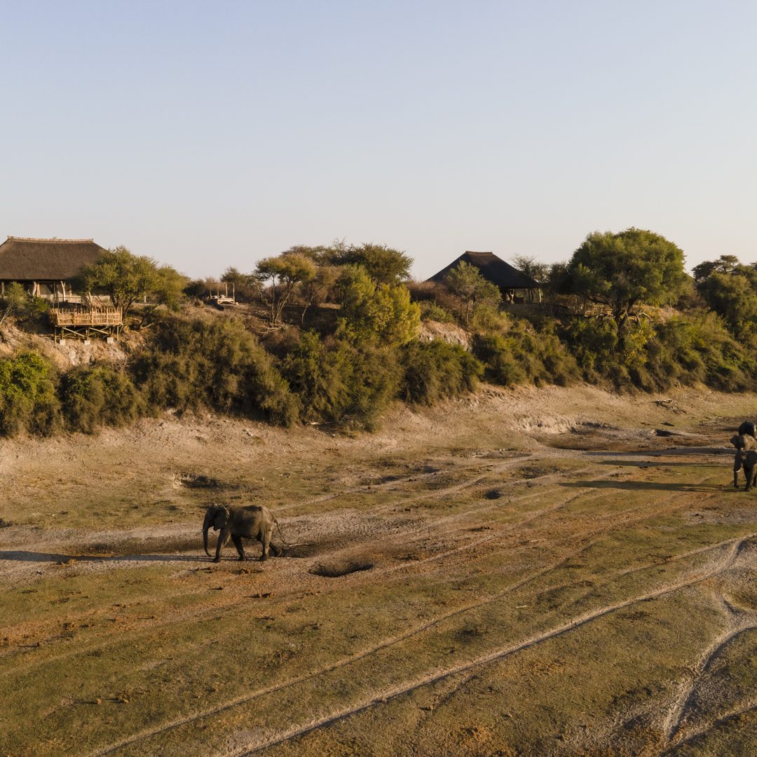 Moela Safari Lodge from the air, above the elephant corridor on the Boteti