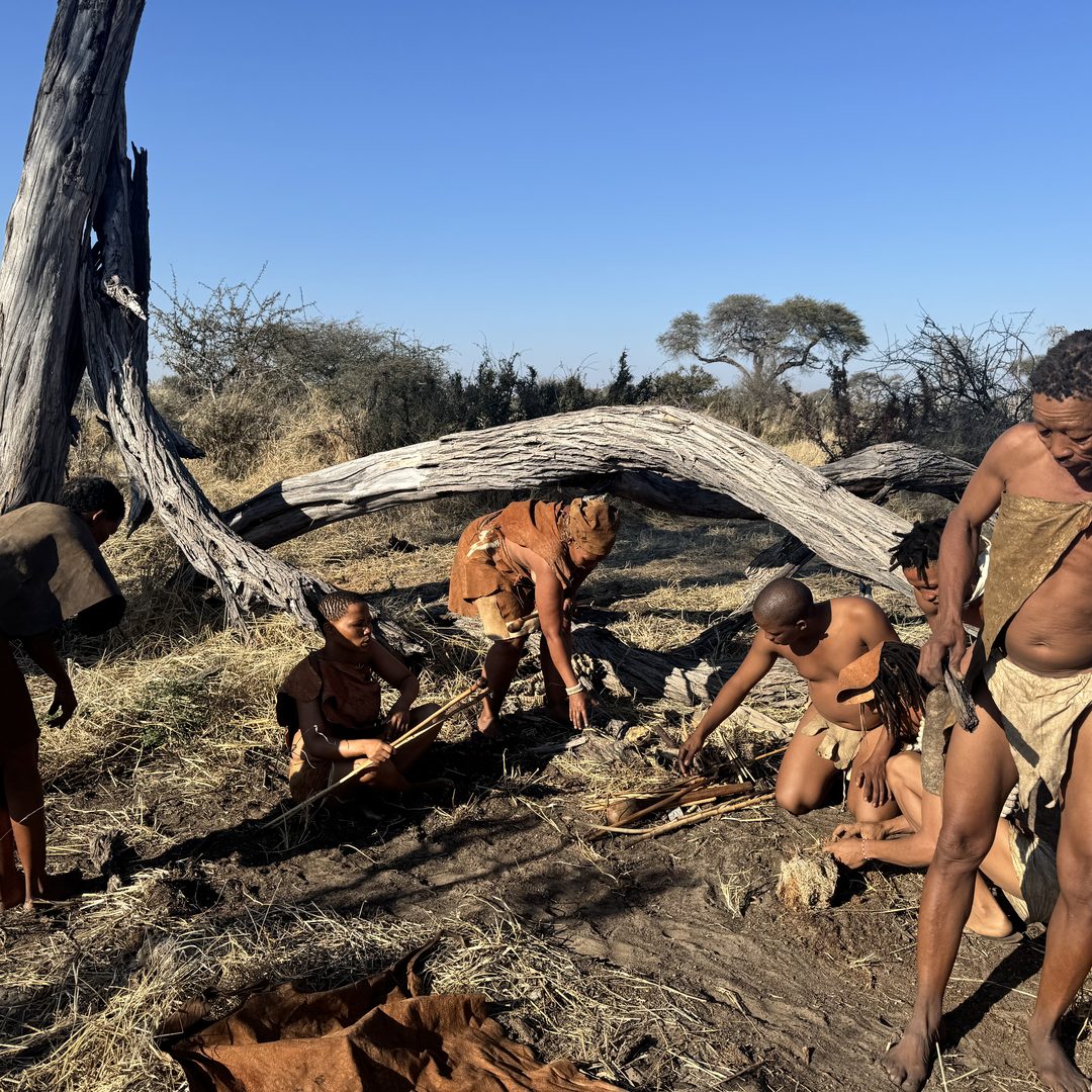 The Bushmen at Moela making fire before dinner